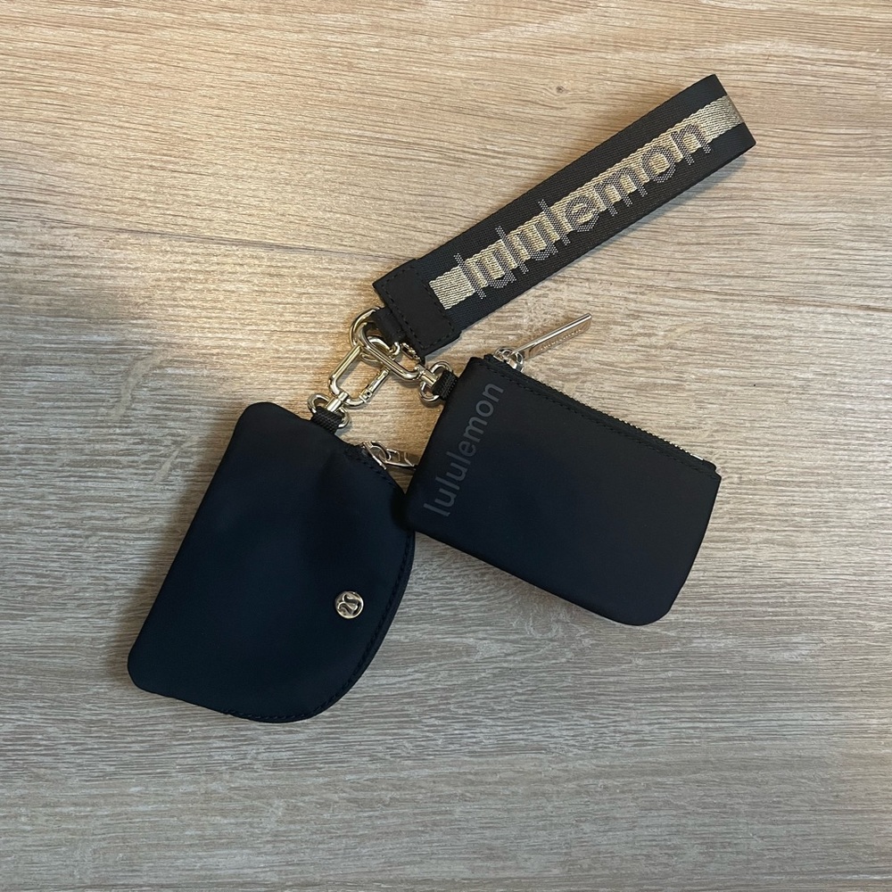 Lululemon Black and Gold Dual Pouch Wristlet